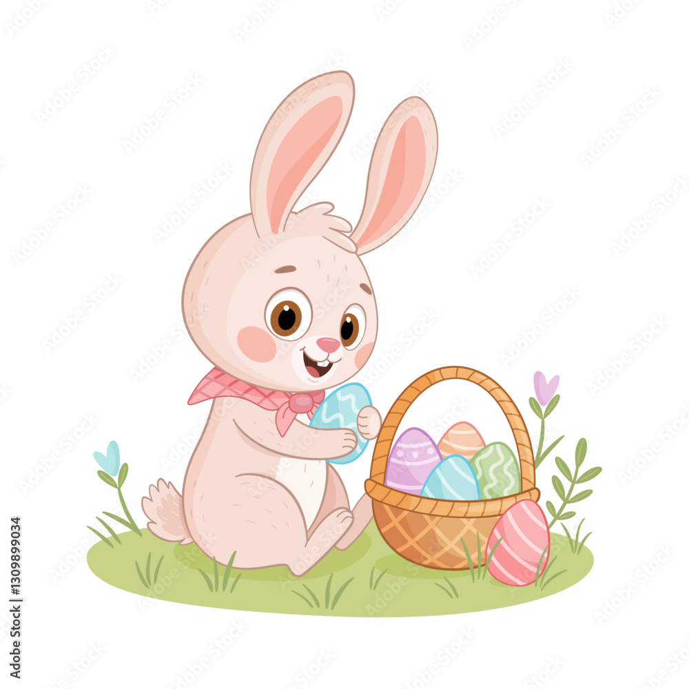 easter bunny puts eggs in a basket 002 easter bunny puts eggs in a basket 002