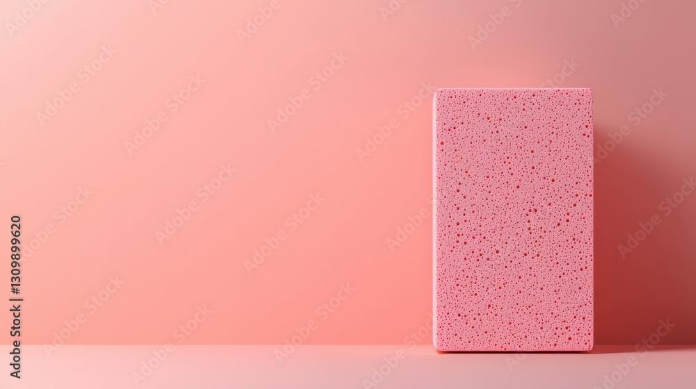 Pink Speckled Rectangular Object on Pale Pink Background Pink Speckled Rectangular Object on Pale Pink Background