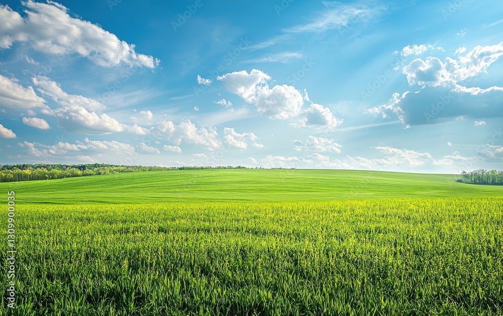 Obraz premium Endless Green Plains Under A Soft Spring Breeze