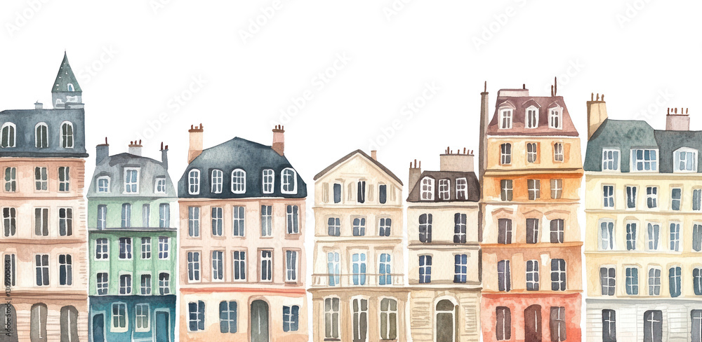 Obraz premium PNG Paris city buildings architecture illustration watercolor.