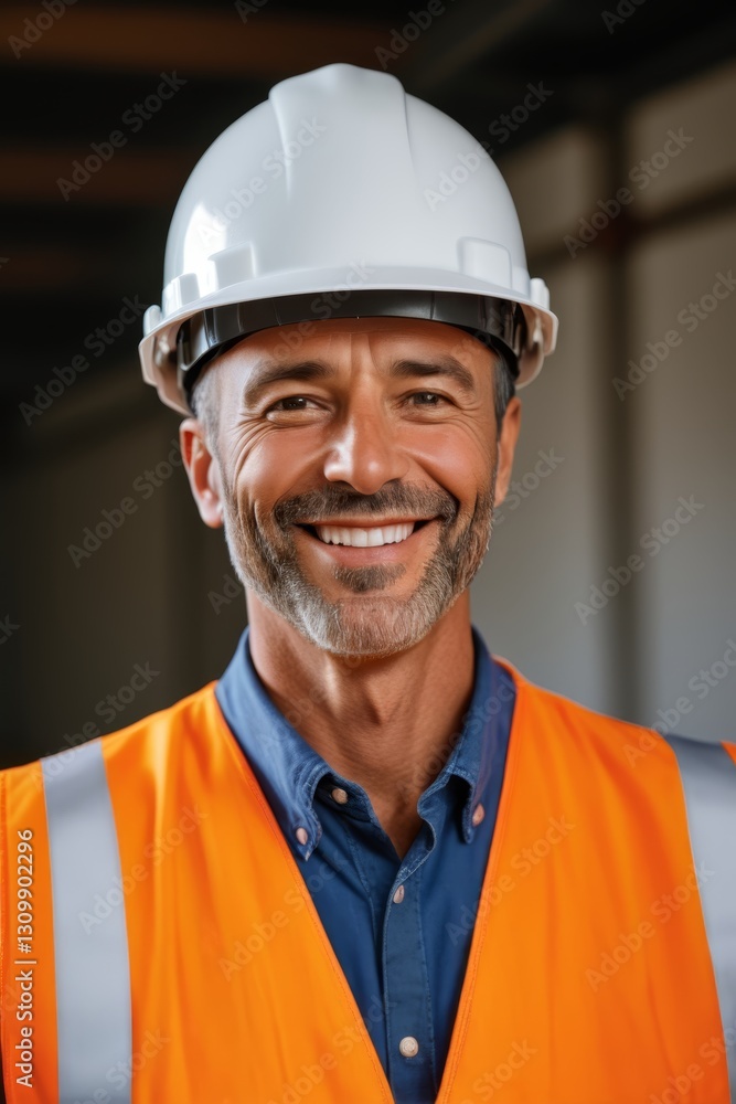 arafed man in a hard hat and vest smiling at the camera arafed man in a hard hat and vest smiling at the camera