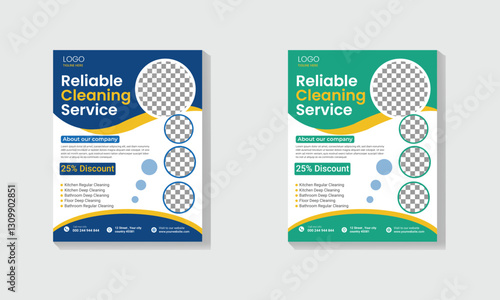 Creative modern vector cleaning service flyer, house cleaning flier, home service template, pool, roof cleaning poster, office cleaning flyer design template