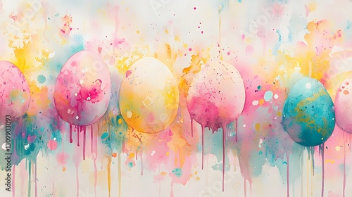 Wallpaper Mural Watercolor Explosion Easter Egg Composition with Ink Splatters Torontodigital.ca