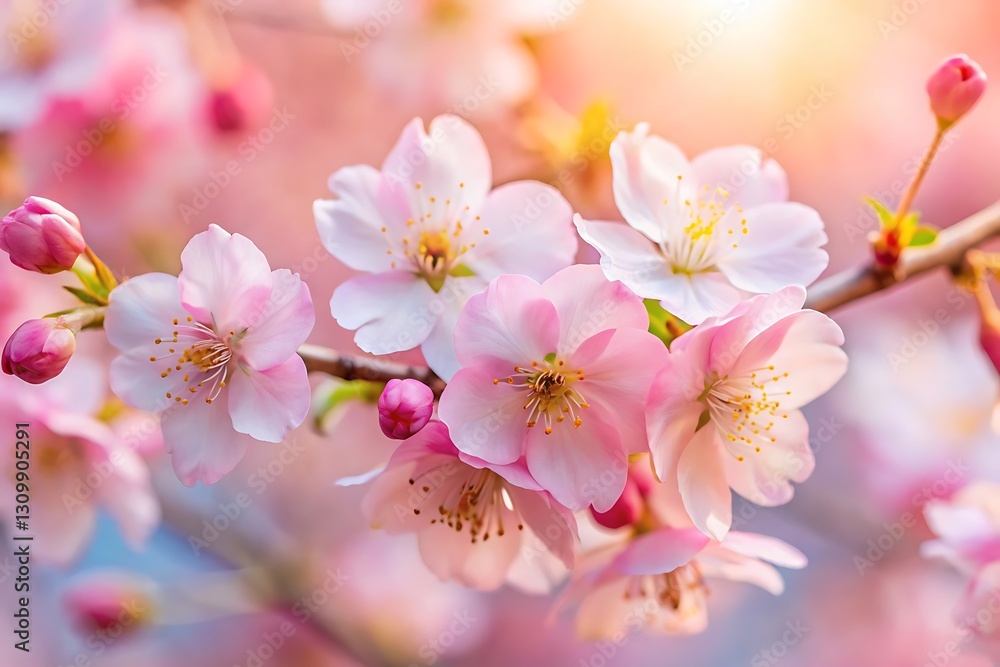 Delicate Pink Cherry Blossoms in Springtime Delicate Pink Cherry Blossoms in Springtime