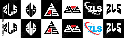Free Download ZLS letter logo design in six style. ZLS polygon, circle, triangle, hexagon, flat and simple style with black and white color variation letter logo set in one artboard. ZLS minimalist and classic logo - GFXLoad