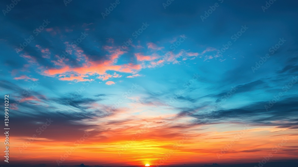 Fototapeta premium Stunning Sunset Over Ocean with Vibrant Colors and Dramatic Clouds