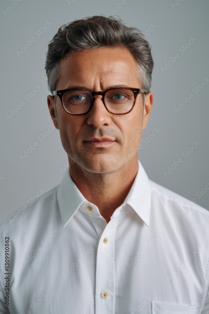 Obraz premium arafed man in a white shirt and glasses looking at the camera