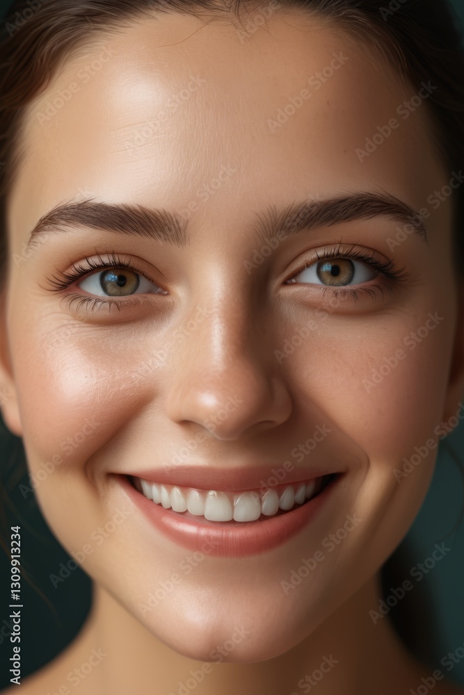 smiling woman with a toothbrush in her mouth and a green background smiling woman with a toothbrush in her mouth and a green background