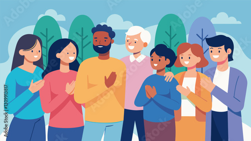 Before leaving the group takes a moment to reflect on their session sharing words of gratitude and support for one another.. Vector illustration