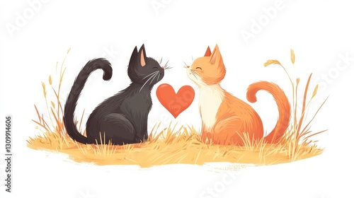 Valentine's Day Cats with Heart-Shaped Tails