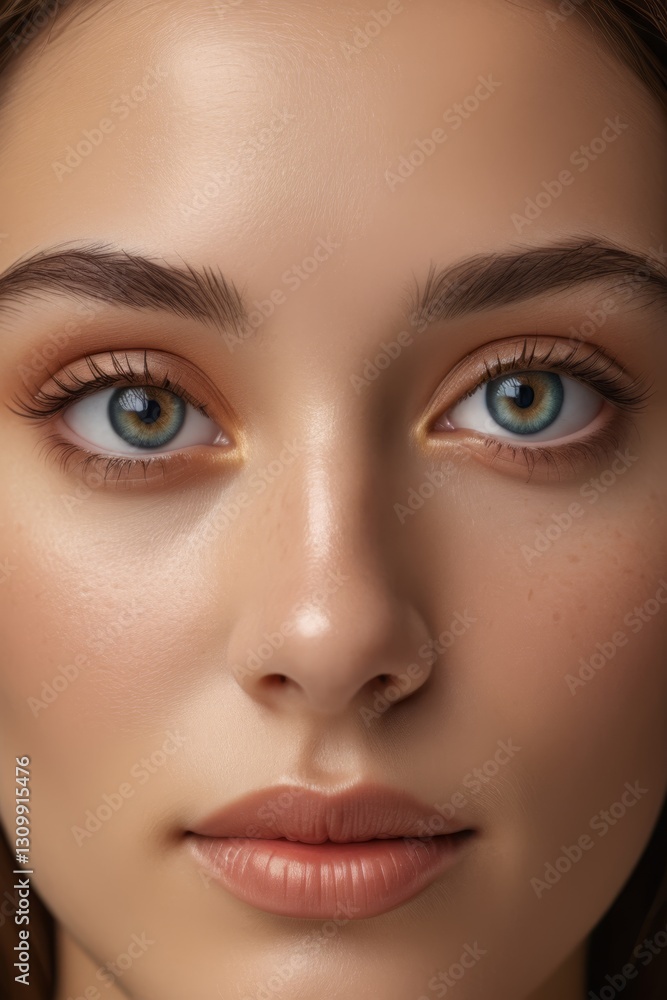 a close up of a woman with a brown hair and blue eyes a close up of a woman with a brown hair and blue eyes