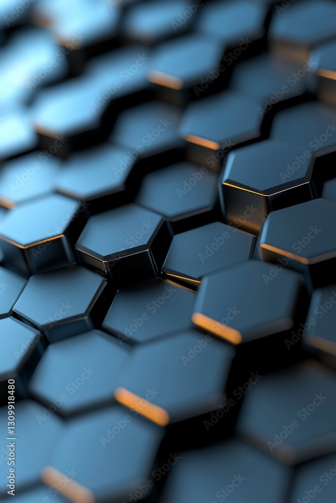Dark Blue Metallic Hexagon Pattern 3D Abstract Background Dark Blue Metallic Hexagon Pattern 3D Abstract Background