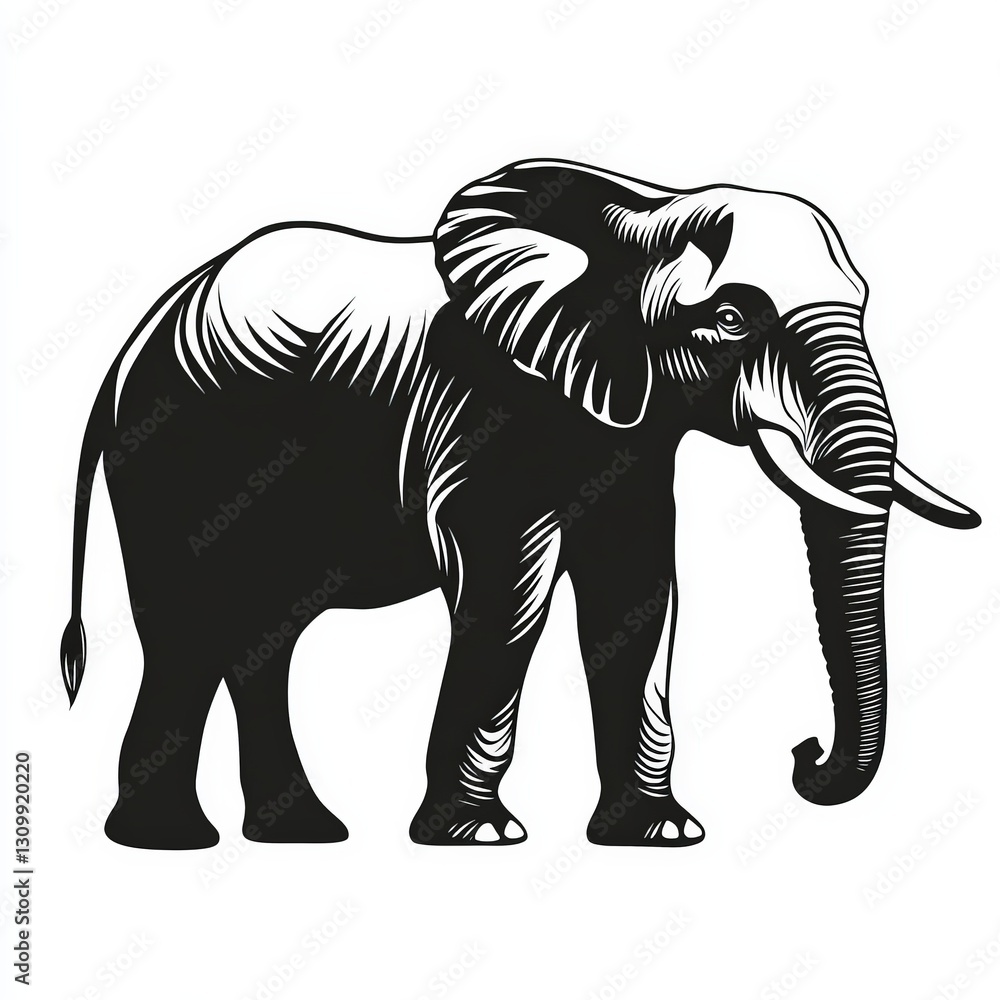 Silhouette of an Asian elephant, vector, isolated on a white background Silhouette of an Asian elephant, vector, isolated on a white background