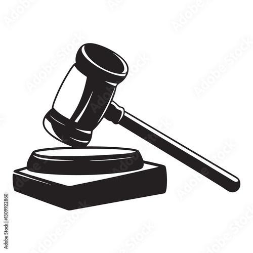 Gavel striking against wooden block