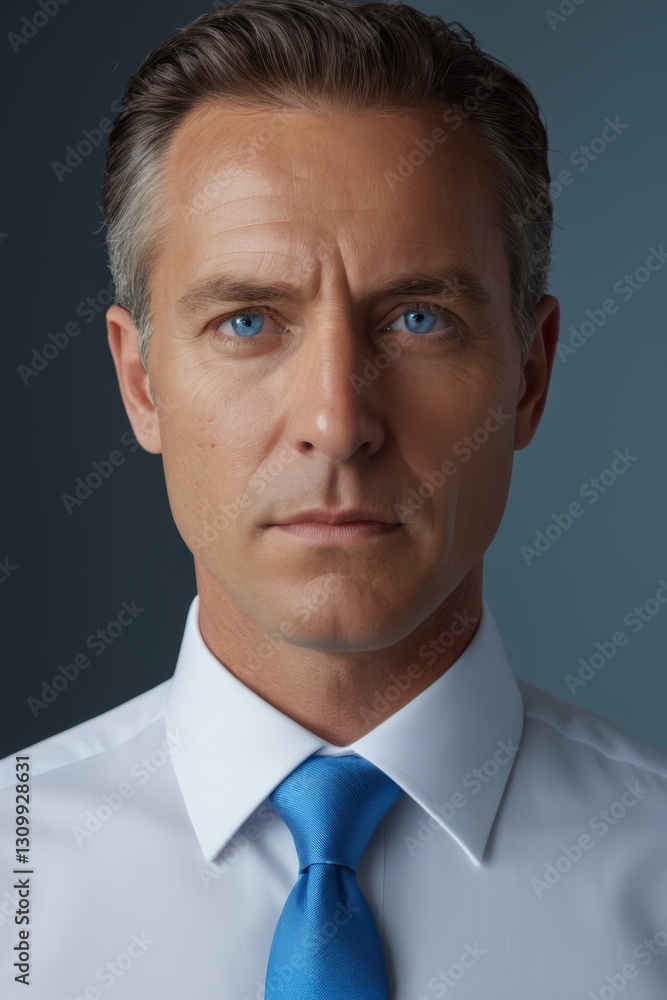 arafed man in a white shirt and blue tie looking at the camera arafed man in a white shirt and blue tie looking at the camera