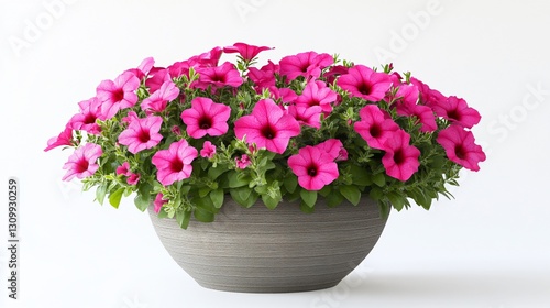 Wallpaper Mural Pink petunias in gray pot, white background, spring Torontodigital.ca