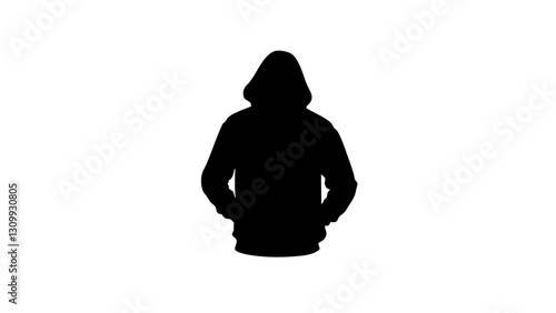 silhouette of a person standing calmly against a white background  