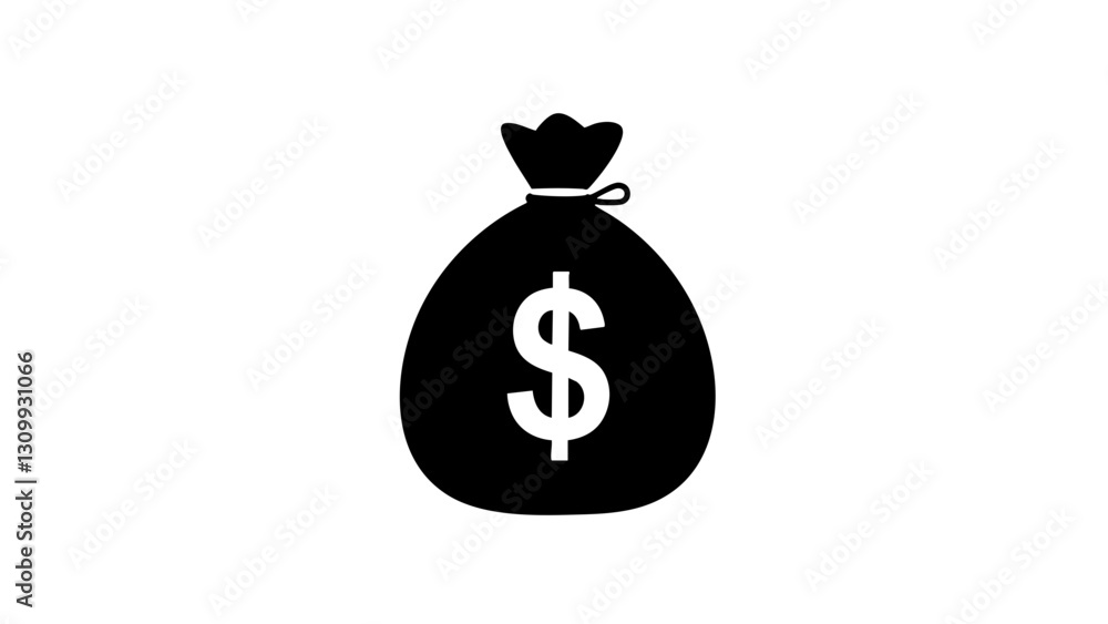money bag silhouette with dollar sign on white background money bag silhouette with dollar sign on white background