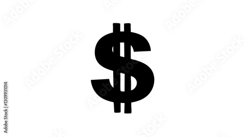 Black dollar sign silhouette on white background  