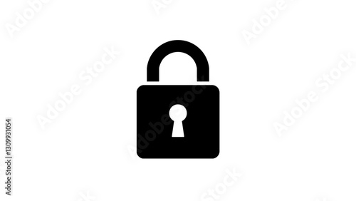 locked padlock silhouette on white background  