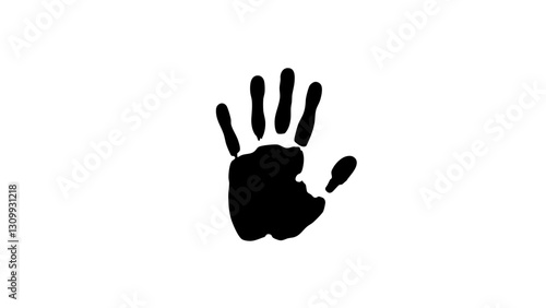 Vintage hand print silhouette on a white background  