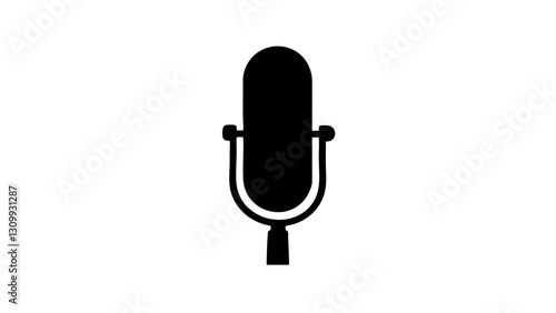 Vintage sketch of a classic microphone on a blank background  