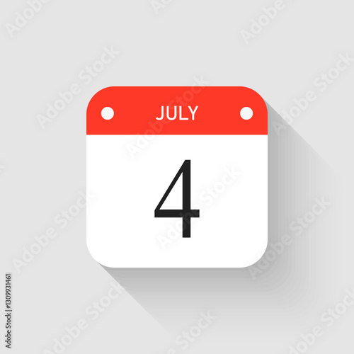 Vector icon page day calendar - 4 July month