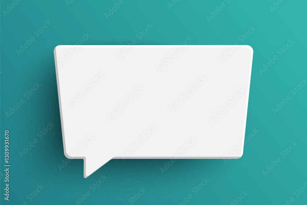 White rectangle speech bubble on green background White rectangle speech bubble on green background