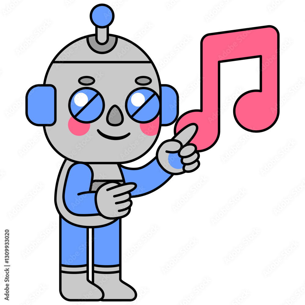 Cute robot enjoying music Cute robot enjoying music