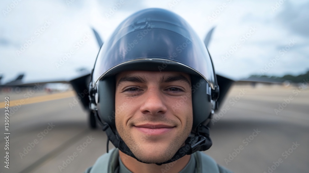 Smiling Pilot Fighter Jet Runway Portrait Military Aviation Smiling Pilot Fighter Jet Runway Portrait Military Aviation