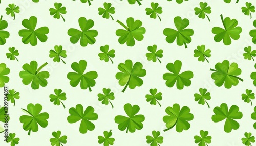 Green Shamrock Clover Leaf Pattern Background