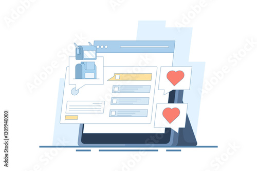 AI Chat Bot Concept integrated with search engine, AI chat helps search engine, AI gives answers to questions. Artificial intelligence, flat vector illustration on background.