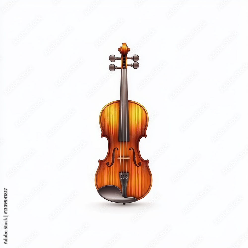 Fototapeta premium Realistic 3D Icon Cartoon of a Classic Violin with a Wooden Bow isolated on clear white background