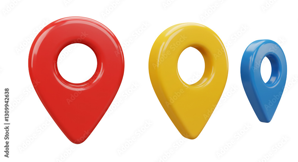 Colorful 3D Map Location Pins Icon Set Colorful 3D Map Location Pins Icon Set