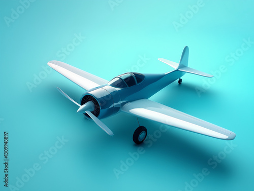 3D airplane isolated on a solid color background