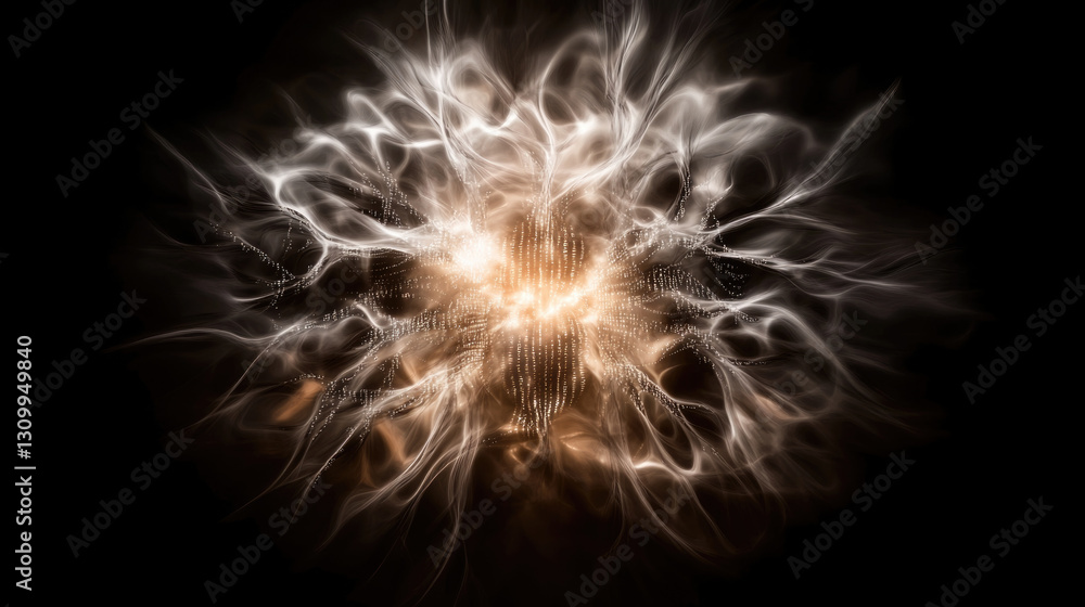 Obraz premium Realistic brain and digital matrix fusion representing AI consciousness