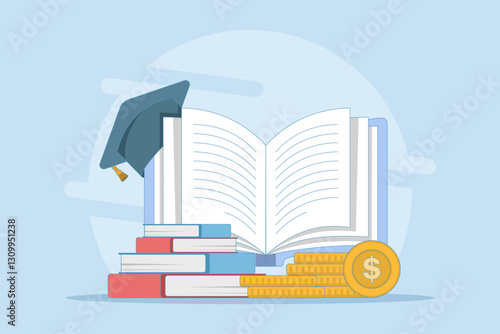tuition fees in fixed form. Education fund for college, savings for school or university fees, professional qualification fees, study or training fees. Flat vector illustration Background.