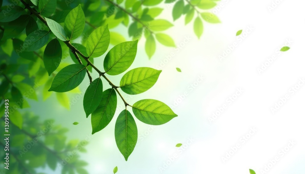 Obraz premium Foliage branches on white background isolated, green, branches, nature