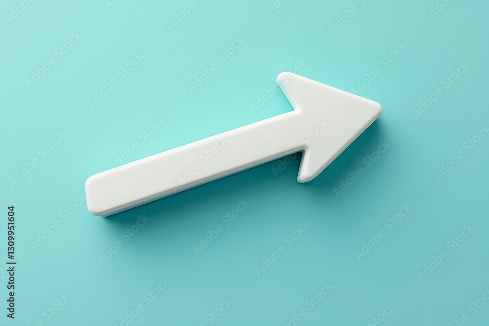 3D white arrow isolated on a solid color background 3D white arrow isolated on a solid color background