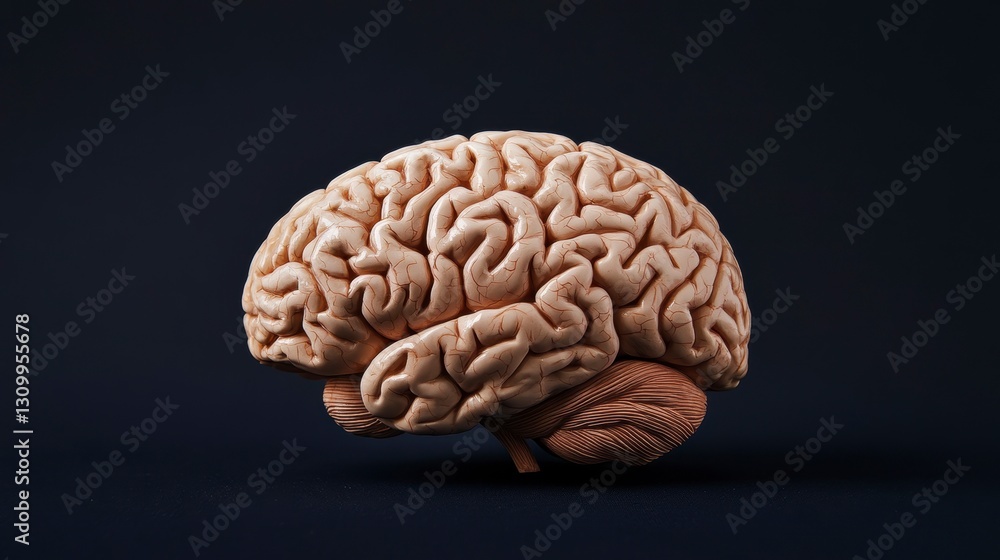3D Realistic Human Brain, Anatomical Model, Isolated on Dark Background, Educational Resource 3D Realistic Human Brain, Anatomical Model, Isolated on Dark Background, Educational Resource
