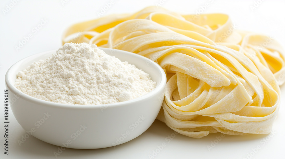 Pasta making with flour isolated on white background
Pasta making with flour isolated on white background