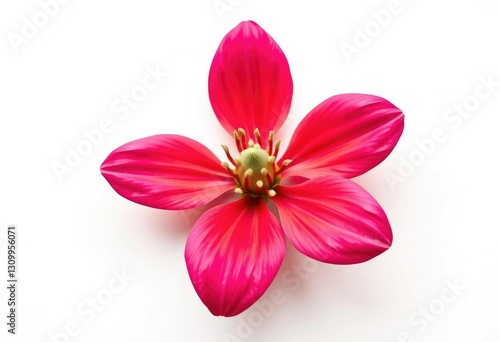 A single vibrant bloom, petals unfurled, set against a pure white backdrop, autumn, elegant
