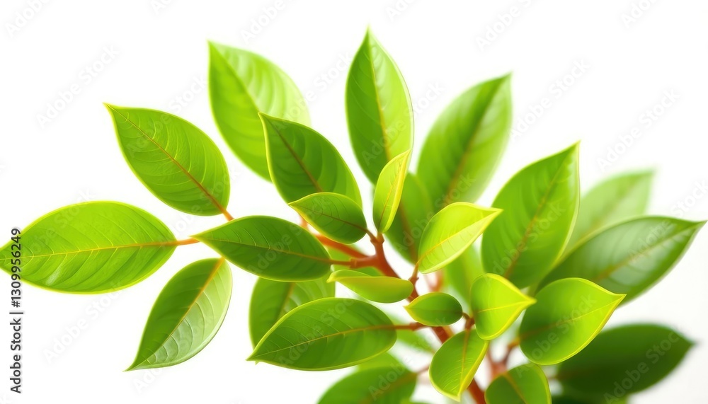 Naklejka premium A single vibrant green plant, isolated on pure white, image, flora