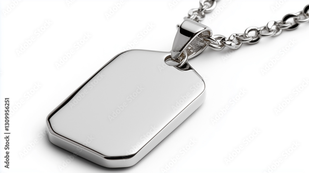 Fototapeta premium Dog tag necklace pendant isolated on white background 