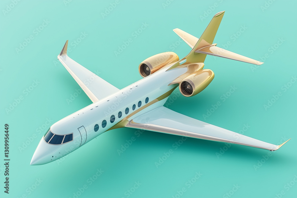 Fototapeta premium 3D airplane isolated on a solid color background