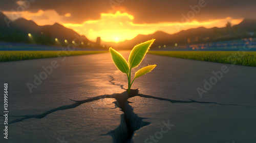 Sunset Growth 3D Illustration