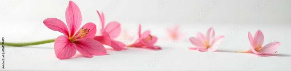 Petals and stem of a flower on a white surface, flowers, stem Petals and stem of a flower on a white surface, flowers, stem