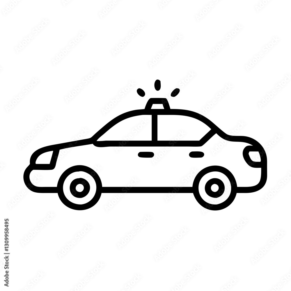 Fototapeta premium Police Car Icon for Law Enforcement and Security Themes