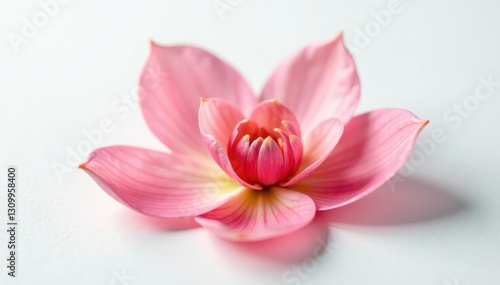 Delicate flower petals unfolding on a white surface, spring, garden, isolated