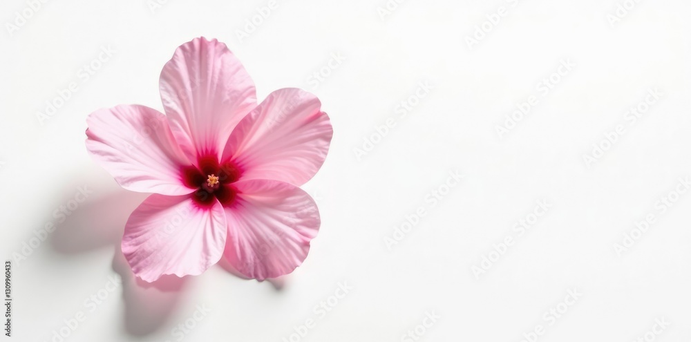 Single blossom on white background with shadows, white, monochromatic, isolated Single blossom on white background with shadows, white, monochromatic, isolated
